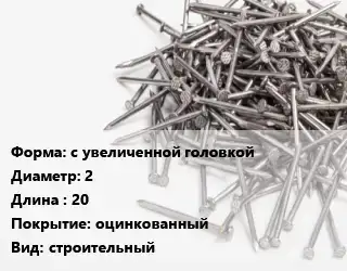 Гвоздь с увеличенной головкой 2х20 оцинкованный строительный